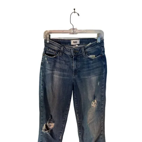 Paige 26 Waist Hoxton Distressed  Crop Skinny Legging Jeans Msrp. $219 - Picture 2 of 9